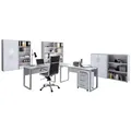 Produktbild: Mid.you Büro, Grau, Weiß Hochglanz, Metall, Holzwerkstoff, 6,14 Fächer, 3 Schubladen, Made in Germany, erweiterbar, abschließbar, Arbeitszimmer, Büromöbelsets & -serien, Büromöbel-Sets