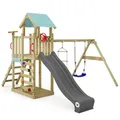 Produktbild: Wickey Spielturm Klettergerüst MultiFlyer Light, Schaukel & anthraziter Rutsche, Outdoor Kinder Kletterturm mit Sandkasten, Leiter & Spiel-Zubehör für den Garten