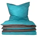 Produktbild: Schiesser Bettwäscheset Doubleface - Renforcé - 2-teilig - 155 x 220 cm - Türkis-Dunkelgrau