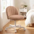 Produktbild: SONGMICS Schminkstuhl, Bürostuhl, Teddy-Fleece-Oberfläche, höhenverstellbar, kompaktes Design, karamellbraun