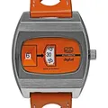 Produktbild: UMF Ruhla - Automatikuhr - Digitale Scheibenuhr in Orange „Jumping Hour“ - Herrenuhr im ikonischen Design - 1434-4 - Orange