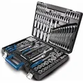 Produktbild: Scheppach TB217 Werkzeugkoffer | 217tlg Werkzeug Set | Werkzeugkiste | Steckschlüssel, Bits, Ratschen, Gabelschlüssel und Gängigen, Steckschlüs... - Schwarz/Blau/Grau