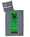 Produktbild: Bettwäsche 135x200 Flanell, Biber, Minecraft, kuschelig weich für Winter, 1x Kissenbezug 80x80 + Bettbezug 135x200, 100% Baumwolle, Kinderbettwäsche Gaming