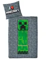Produktbild: MTOnlinehandel Kinderbettwäsche Minecraft 135x200 + 80x80 cm 100% Baumwolle, Biber, 2 teilig, Wende-Motiv, Gaming, Schriftzug 