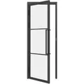 Produktbild: inova Loft Glastür 709 x 1972 mm Klarglas 3 Felder DIN Links Komplettset Beschlag in Schwarz mit Griffstange und Zarge