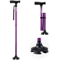 Produktbild: VEVOR Gehstock, zusammenklappbarer Spazierstock mit 8-facher Höhenverstellung (770-940 mm), Wanderstock, leichte und tragbare Gehhilfe aus Aluminium für ältere Erwachsene, 113  kg Tragkraft (lila)