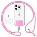 Produktbild: NALIA HoldMe Air Universal-Kette mit Pad, Band für Handy-Hülle zum Umhängen, Karabinerhaken aus Metall (silber), Schlüsselband Umhängeband 160 CM, Crossbody Lanyard mit Schlaufe, Farbe:Rosa