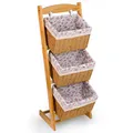 Produktbild: AdelDream Wäschekörbe 3 faltbare Körbe Sortier-Aufbewahrungskorb mit Blumenbeutel Massivholz-Schmutzwäschekorb storage basket Aufbewahrungskorb Set Stil 1