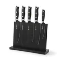 Produktbild: Wakoli Titanium Noir Messerset (5-teilig) Messerblock mit Messer - Küchenmesser Set mit 12,5–21 cm Messer mit Edelstahlklingen, schwarze Beschichtung, magnetischer Messerblock, Profi Kochmesser Set