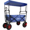 Produktbild: Bollerwagen faltbar mit Dach, blau, Handwagen mit 120 kg Zuladung, Leiterwagen mit Luftreifen