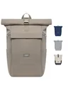 Produktbild: LARKSON Rucksack Damen & Herren Grau - No 4 Large - Rolltop Backpack 21 L mit 16 Zoll Laptopfach Uni, Arbeit & Fahrrad - Großer Reiserucksack mit Trolley Strap