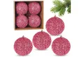 Produktbild: BRUBAKER Weihnachtsbaumkugel Glitzer Weihnachtskugeln - 4er Set große Glitter Baumkugeln - 10 cm (4 St), Christbaumkugeln Bruchsicher aus Kunststoff - Christbaumschmuck