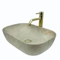 Produktbild: GTM Design Aufsatzwaschbecken Matt Modern Waschbecken ohne Hahnloch - Elegant Aufsatzwaschbecken Oval für Badezimmer und Gäste WC - nur Bad Waschbecken - Modell 4
