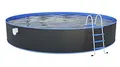 Produktbild: STEINBACH Stahlwandpool Set Nuovo – 011121G – Ø 550 x 120 cm – Runder Pool in Grau für bis zu 25.600 l Wasserinhalt – Mit winterfester Blauer Innenfolie und zahlreichem Zubehör