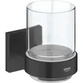 Produktbild: Quickfix Start Cube - Zahnputzbecher, Mit Halter, Glas/schwarz Matt 410972430 - Grohe