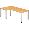 Produktbild: HAMMERBACHER QS82 höhenverstellbarer Schreibtisch buche L-Form, 5-Fuß-Gestell silber 200,0 x 80,0/120,0 cm