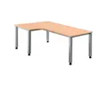 Produktbild: HAMMERBACHER Eckschreibtisch Q-Line, Winkelschreibtisch 90°, Breite 200 cm, Höhe 68-76 cm, 5-Fuß
