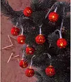 Produktbild: LED Lichterkette Rot mit 10 Kugeln Ø 2,5 cm Warmweiß Batterie Kugelkette Orientalische Weihnachtsbeleuchtung Batteriebetrieben