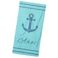 Produktbild: Ahoi Anker Badetuch / Strandtuch / Handtuch in Türkis 90x180 cm 100% Baumwolle