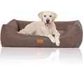 Produktbild: Knuffelwuff Hundebett Lotte aus Velours mit feinem Handwebcharakter XXL 120 x 85cm Graubraun - abnehmbarer Bezug - waschbar - für große, mittelgroße und kleine Hunde