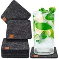 Produktbild: Miqio Untersetzer mit Leder Applikation, eckig, Filz, dunkelgrau-anthrazit, 10 x 10cm, 10 Stück