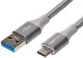 Produktbild: Amazon Basics USB 3.1 Gen 2, USB-C-auf-USB-A Ladekabel, doppelt geflochten, 0.9 m, Dunkelgrau