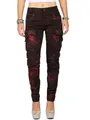 Produktbild: Cipo & Baxx Bikerjeans Damen Regular Fit Hose BA-WD385 Bordeaux W26/L32 Besonderes Design mit Nieten und Auffälligen Verzierungen