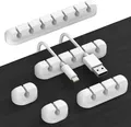 Produktbild: Kabelhalter Selbstklebend 5 Stück Kabelmanagement Weiß Kabelclips Organizer Büro