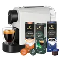 Produktbild: Tchibo Cafissimo „Pure plus“ Kaffeemaschine Kapselmaschine inkl. 30 Kapseln für Caffè Crema, Espresso und Kaffee | 0,8l | 1250 Watt | 11,9 x 33,7 x 24 cm | Weiß