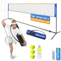Produktbild: KESSER® Badmintonnetz Tennisnetz | Federballnetz 3-Fach-Höhenverstellbar 107/120/155cm, stabiles Gestell, Set mit Netz, 3X Federball & 3X Tennisball, Montagezubehör, Transporttasche, Indoor & Outdoor