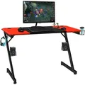 Produktbild: Costway Gamingtisch, 120cm Z-förmiges Computertisch, Mit Becherhalter, Kopfhörerhaken Und Boxenständern