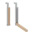 Produktbild: Relaxdays Türgarderobe klappbar 2er Set, zum Einhängen, Türhaken 6 Kleiderbügel, Metall & Holz, für 2 cm Türfalz, grau