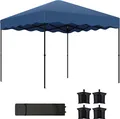 Produktbild: Outsunny Pavillon ca.3x3m, wasserabweisend Stabil Winterfest Pop-up Faltpavillon mit UV Schutz 50+, Faltbar Partyzelt Gartenzelt mit Rolltasche, Gartenpavillon für Camping Garten, Dunkelblau