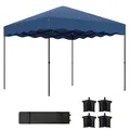 Produktbild: Outsunny Pavillon ca.3x3m, wasserabweisend Stabil Winterfest Pop-up Faltpavillon mit UV Schutz 50+, Faltbar Partyzelt Gartenzelt mit Rolltasche, Gartenpavillon für Camping Garten, Dunkelblau