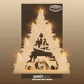 Produktbild: weigla - Lichterspitze original Erzgebirge I Motiv Hirschfamilie I LED Lichterbogen Weihnachten I 7 Lampenkerzen + 1 Ersatzlampe I 7 x 34 V, 0,2 W, E10 I beleuchtete Weihnachtsdeko innen I aus Holz