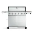 Produktbild: BURNHARD® Gasgrill 6-Brenner inkl. BACKBURNER, 900°C Infrarot-Keramikbrenner, Seitenkochfeld, Edelstahl-Grillrost, Grillabdeckung, Edelstahl Grillwagen, klappbare Seitentische – Fat FRED Deluxe