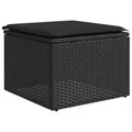 Produktbild: vidaXL Gartenhocker mit Kissen, Gartenstuhl mit abnehmbarem waschbarem Bezug, Hocker mit Stahlrahmen, Sitzhocker Terrassenhocker, Schwarz Poly Rattan