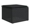 Produktbild: vidaXL Hocker Gartenhocker mit Kissen Schwarz 55x55x37 cm Poly Rattan (1 St)