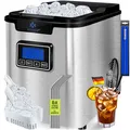 Produktbild: KESSER Eiswürfelbereiter Eiswürfelmaschine Edelstahl 150W Ice Maker 12 kg 24 h 3 Würfelgrößen Zubereitung in 6 min 2,2 Liter Wassertank Timer LCD-Display Selbstreinigungsfunktion