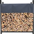 Produktbild: Metall Kaminholzregal Anthrazit 113 x 25 x 115 cm Garten Kaminholzunterstand 0,5 m³ Stapelhilfe Aussen mit Schutzhülle Grau