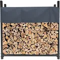 Produktbild: Quick-star - Metall Kaminholzregal Anthrazit 113 x 25 x 115 cm Garten Kaminholzunterstand 0,5 m3 Stapelhilfe Aussen mit Schutzhülle Grau