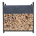 Produktbild: QUICK STAR Metall Kaminholzregal Anthrazit 113 x 25 x 115 cm Garten Kaminholzunterstand 0,5 m³ Stapelhilfe Aussen mit Schutzhülle Grau