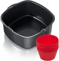 Produktbild: Philips Back Kit für Airfryer Backform Muffinförmchen Backblech Kuchenform rot
