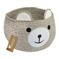 Produktbild: HMF Aufbewahrungskorb mit versteckten Griffen, Korb für Kinderzimmer aus Baumwolle, Bär, 30 x 24 cm, Hellbraun