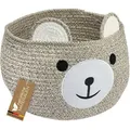Produktbild: HMF Aufbewahrungskorb mit versteckten Griffen, Korb für Kinderzimmer aus Baumwolle, Bär, 30 x 24 cm, Hellbraun