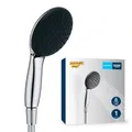 Produktbild: GROHE Vitalio 110, Duschkopf mit Schlauch, wassersparend, 8l pro Min (Handbrause 1 Strahlart, Universalanschluss, Silikonring schützt bei Stürzen, Duschbrause mit Duschschlauch 1,5m), chrom, 26720001