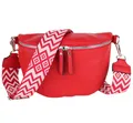 Produktbild: MIRROSI® Bauchtasche Damen, Veganleder 26x18x9cm, Umhängetasche, Brusttasche, Crossbody bag, Kunstleder leder, verstellbare Schulterriemen Bohemian Style (Rot)