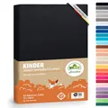 Produktbild: Premium Kinder Spannbettlaken leevitex® | 1er Set | Für Babybett & Kinderbett 70 x 140 cm | 100% hochwertige Mako-Jersey-Baumwolle | Öko Tex geprüft | Schwarz