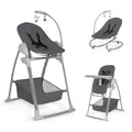 Produktbild: hauck Sit N Relax 3in1, Dark Grey - Mitwachsender Hochstuhl ab Geburt bis 15 kg, mit Neugeborenenaufsatz, Babywippe, Spielbogen, Essbrett, Räder & Korb, Höhenverstellbar, Faltbar, Leicht Abwischbar