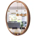 Produktbild: STOLARNIA PIKA Runder Bad Spiegel - Wandspiegel mit Holzrahmen (∅70 cm) - Spiegel Rund Holz Nussbaum - für Badezimmer, Flur, Wohnzimmer, Schlafzimmer - Stilvoller Badspiegel LEJA